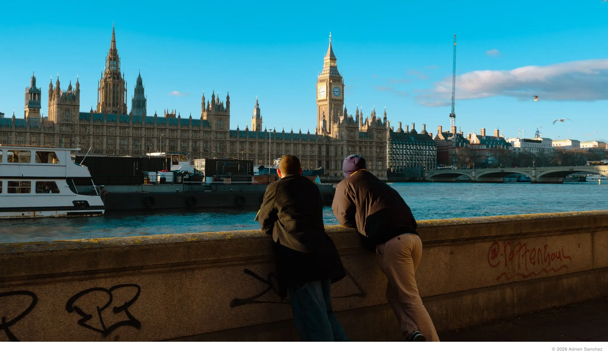 Leaning on the embankment