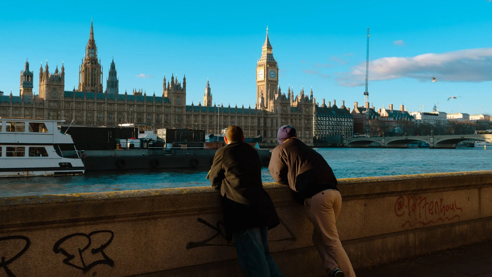 Leaning on the embankment