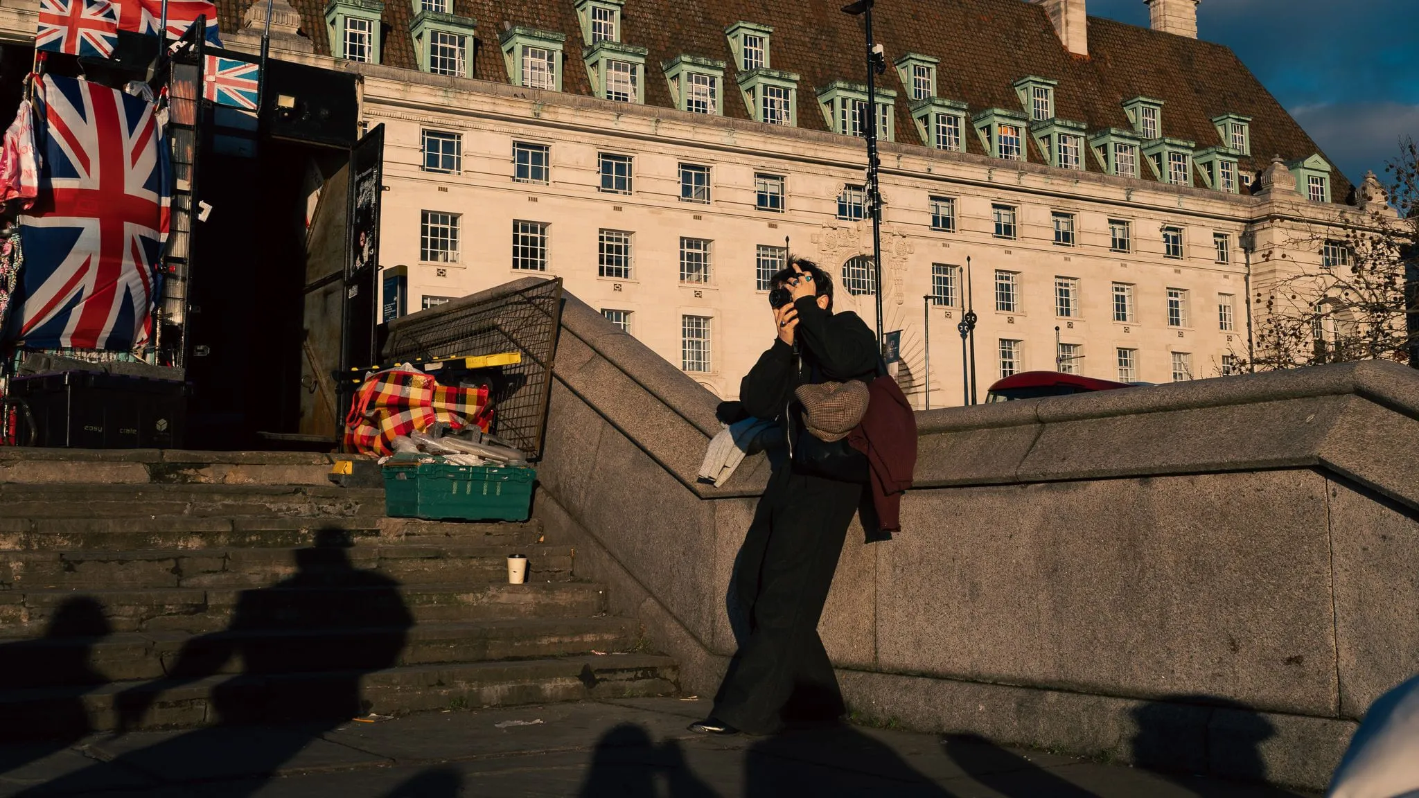 Photographer under the flags