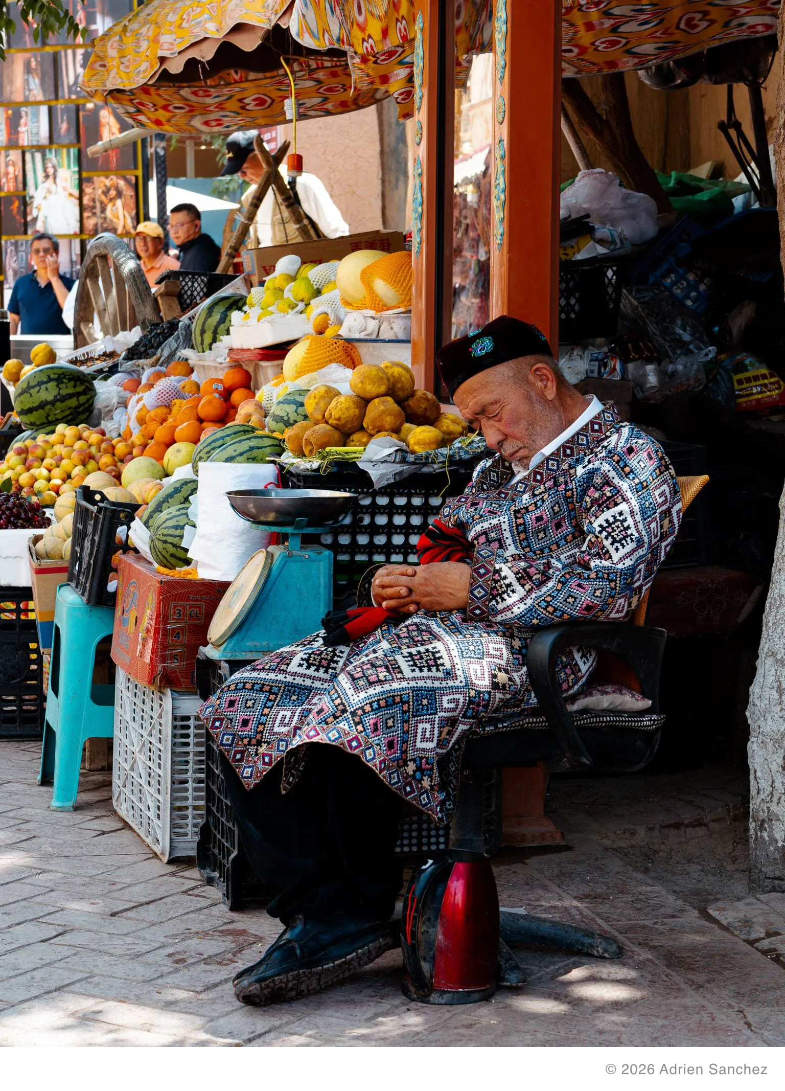 Fruit seller resting