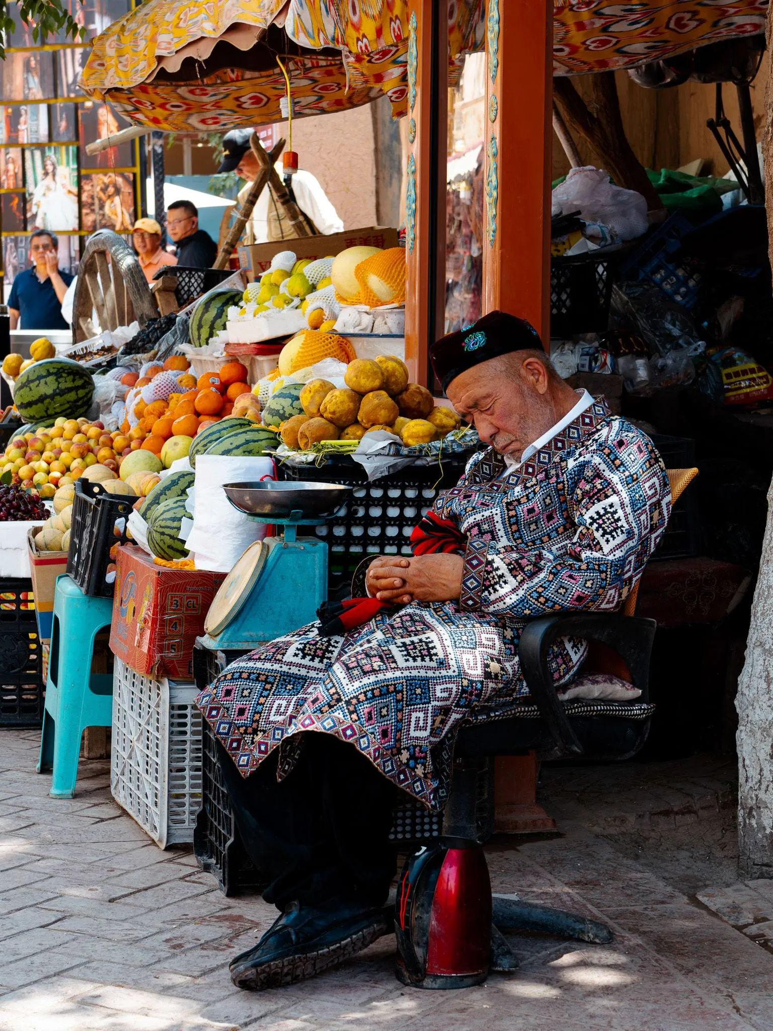 Fruit seller resting