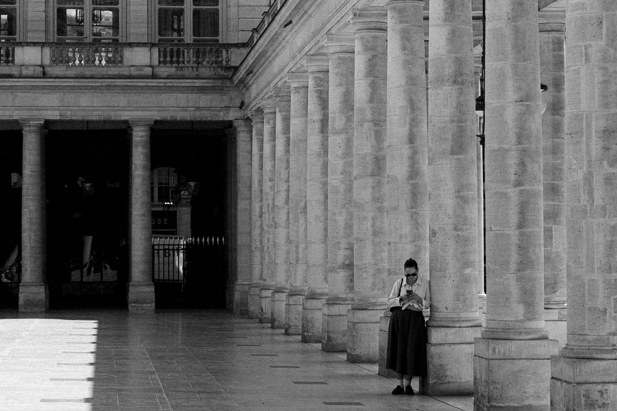 Phone against a column