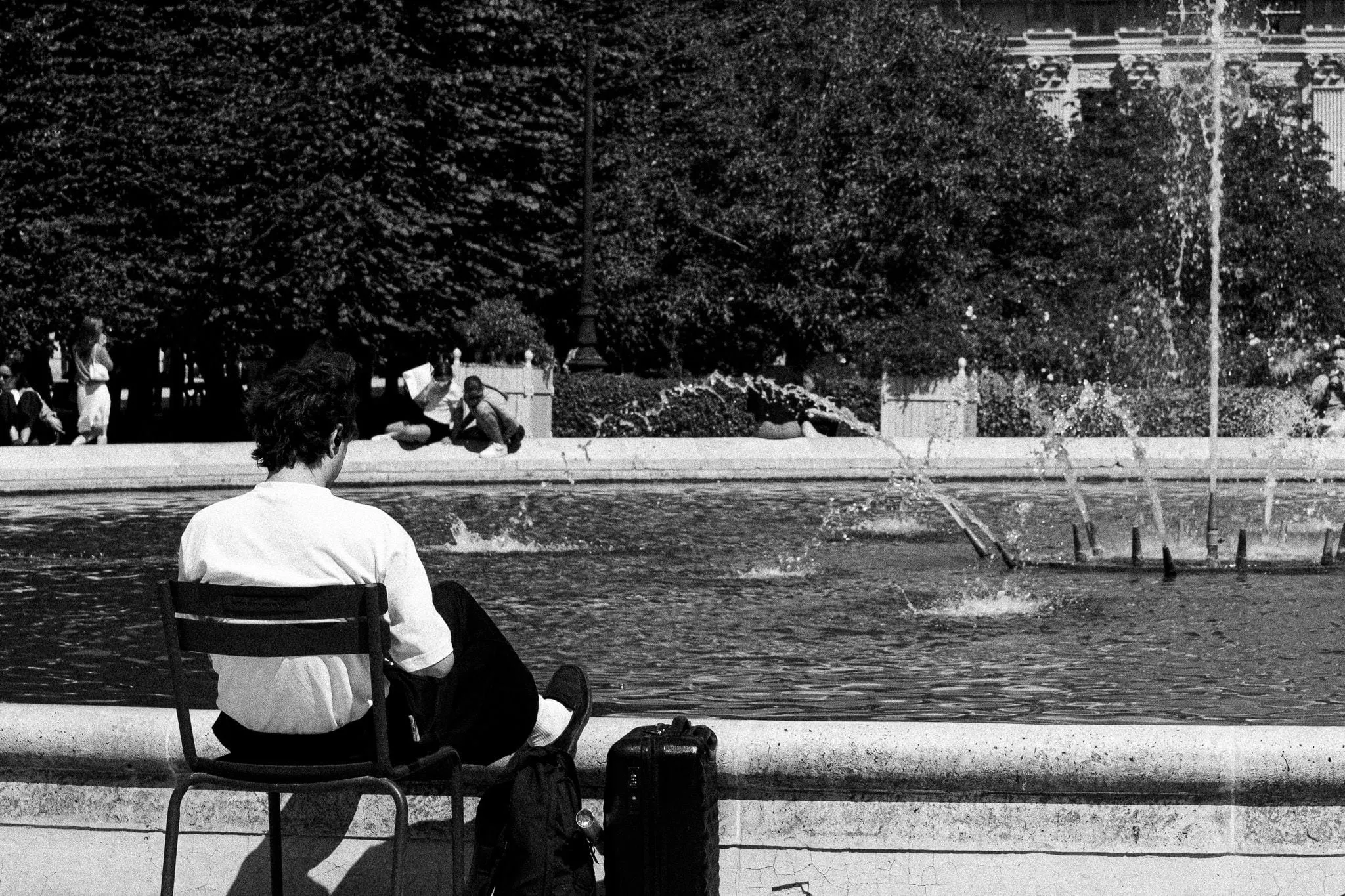 Suitcase by the basin