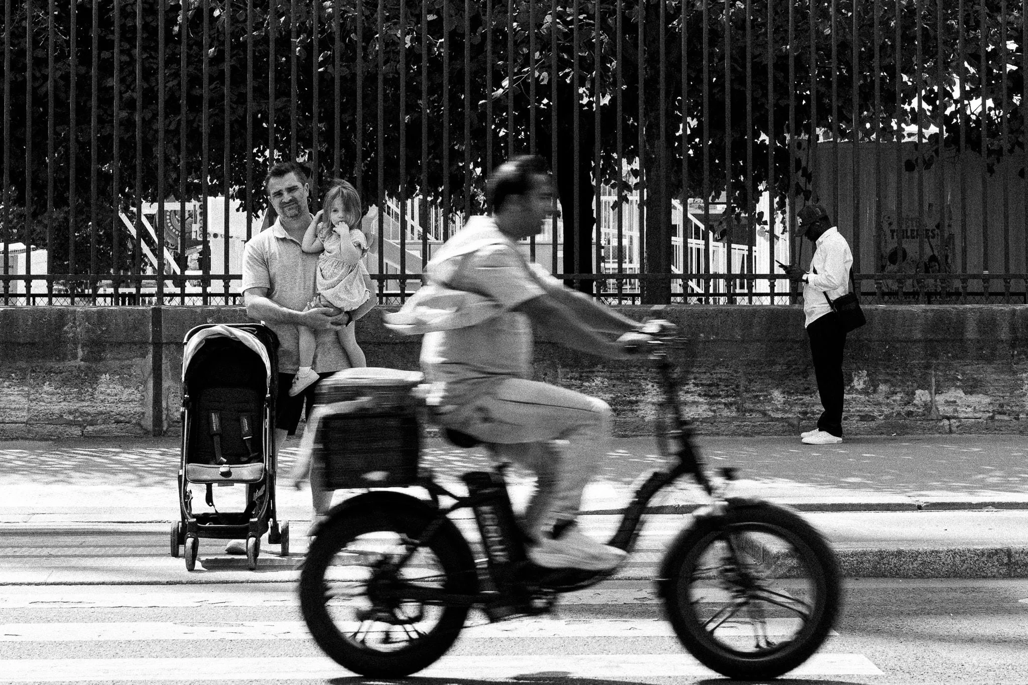 Family behind a bike