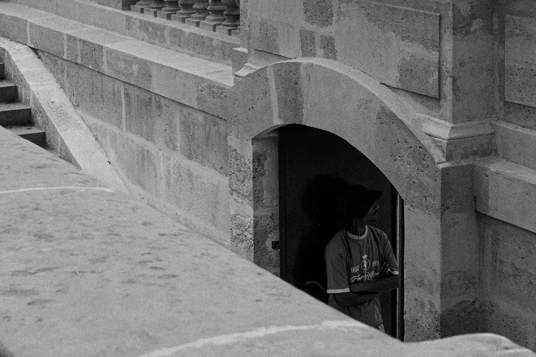 Standing in the arch