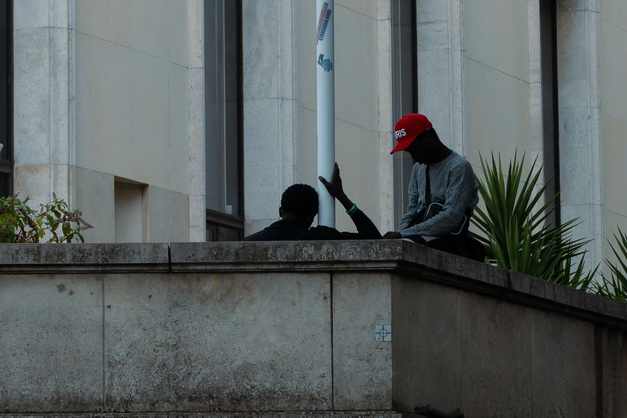 Red cap on the parapet