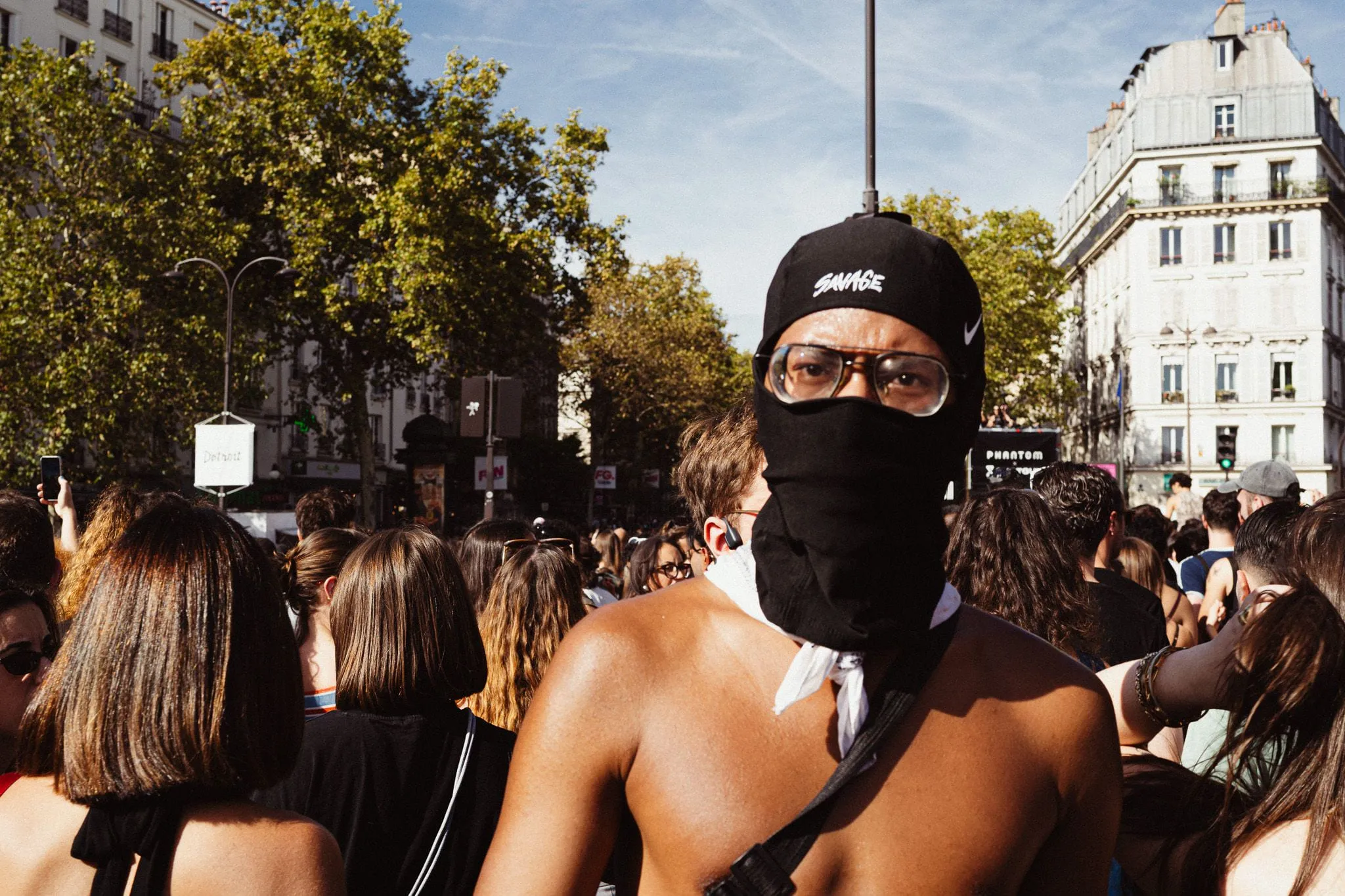 Black balaclava in the sun